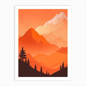 Misty Mountains Vertical Composition In Orange Tone 115 Art Print