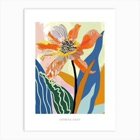 Colourful Flower Illustration Poster Gerbera Daisy 3 Art Print