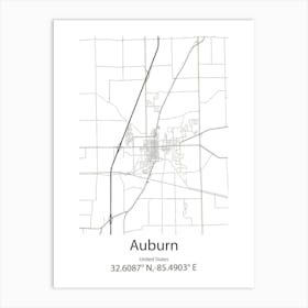 Auburn Hills,United States Minimalist Map 1 Art Print