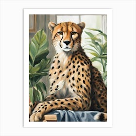 Cheetah By The Window Art Print