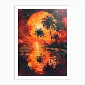 Sunset With Palm Trees 5 Art Print