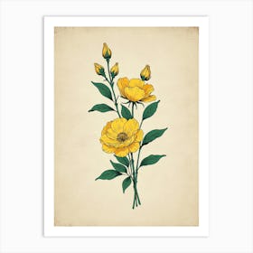 Yellow Flowers 1 Art Print