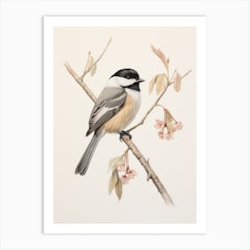 Vintage Bird Drawing Carolina Chickadee 3 Art Print