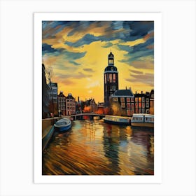 Wall painting print, Amsterdam, Netherlands, landscape art, Van Gogh style, fine art..229 Art Print