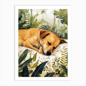Dog Sleeping In The Jungle animal Dog's life Art Print