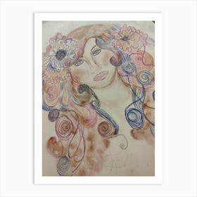 Girl with wonderful hair Art Print