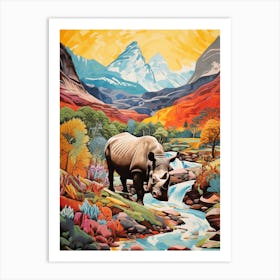 Patchwork Rhino With The Trees 2 Art Print