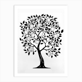 Lemon Tree Simple Geometric Nature Stencil 2 Art Print