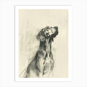 Hound Dog Charcoal Line Art Print