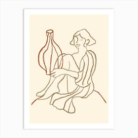 Woman Holding A Vase Art Print