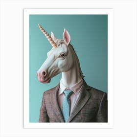 Toy Pastel Unicorn In A Suit 3 Art Print