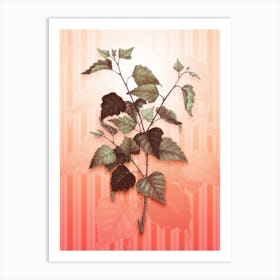 Silver Birch Vintage Botanical in Peach Fuzz Awning Stripes Pattern n.0144 Art Print