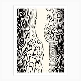 Black and White Squiggle Wavy Stripes Art Print