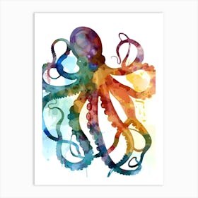 Octopus Watercolor Painting 1 Affiche