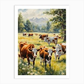 Cows In The Meadow Art Print