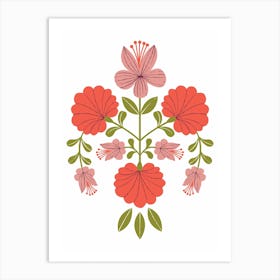 Floral Emblem Reds Art Print