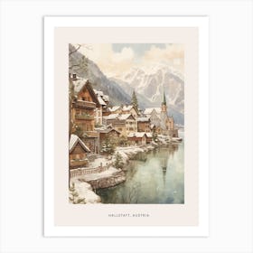 Vintage Winter Poster Hallstatt Austria 4 Art Print