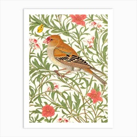 Finch William Morris Style Bird Art Print