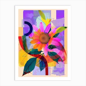 Daisy 2 Neon Flower Collage Art Print