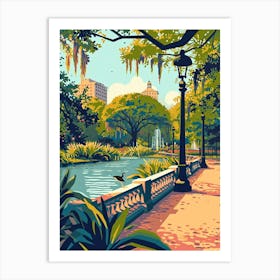 City Park Retro Pop Art 1 Art Print