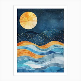 Moon Over The Ocean 5 Art Print