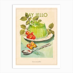 Retro Bright Green Jelly Vintage Cookbook Inspired 4 Poster Art Print