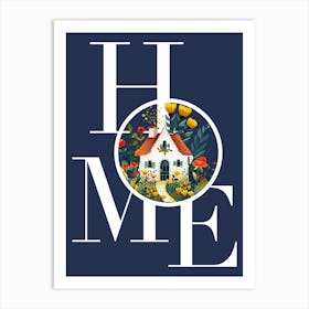 Love My Home, Navy Art Print