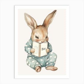 Rabbit Reading A Book Kids and Nursery Art Print