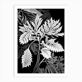 Rowan Leaf Linocut 2 Art Print