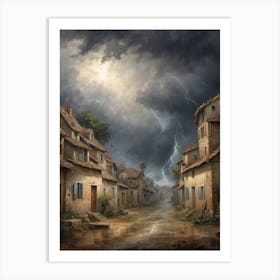 Stormy Village Art Print