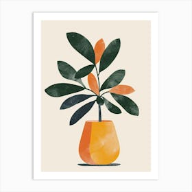 Money Tree Plant Minimalist Illustration 3 Art Print