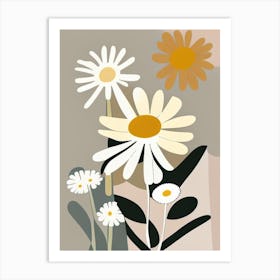 Daisy Wildflower Modern Muted Colours Art Print