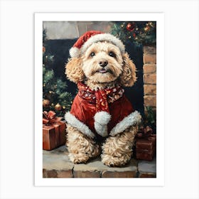 Christmas Goldendoodle 4 Art Print