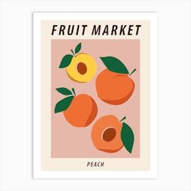 Fruit market Peach, Apricot, Retro food art Art Print