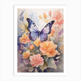 Butterfly And Flowers 2 Art Print