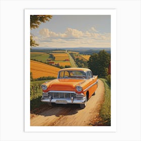 Old Car On The Road 1 Art Print