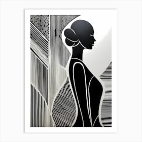 A Linocut inspired woman art, 112 Art Print