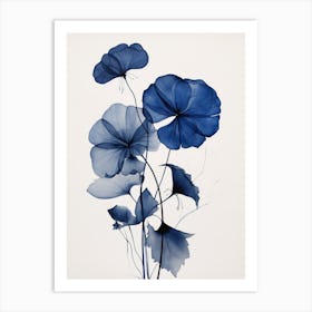 Blue Botanical Moonflower Art Print