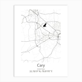 Cary,United States Minimalist Map Art Print