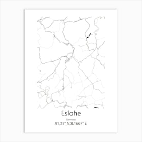 Eslohe,Germany Minimalist Map Art Print