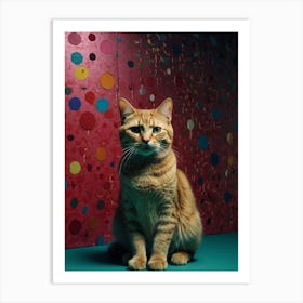 Cat In Front Of A Colorful Wall Art Print