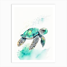 Conservation Sea Turtle, Sea Turtle Minimalist Watercolour 2 Art Print