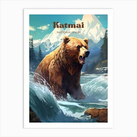 Katmai National Park Alaska Nature Modern Travel Art Art Print