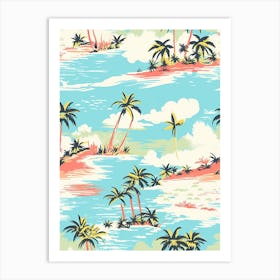 Miami Beach, Florida, California, Inspired Travel Pattern 4 Art Print