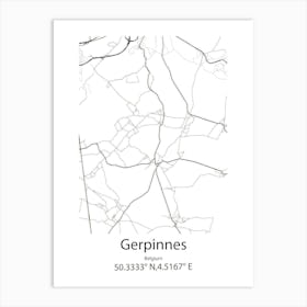 Gerpinnes,Belgium Minimalist Map Art Print