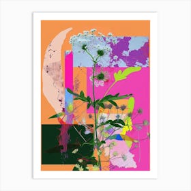 Gypsophila (Baby S Breath) 1 Neon Flower Collage Art Print