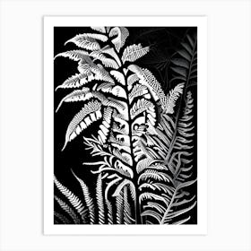 Black Stem Spleenwort Linocut Art Print