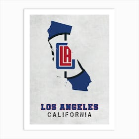 Los Angeles Clippers California State Map Art Print