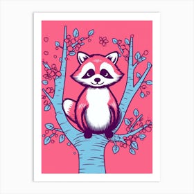 Pink Raccoon In A Tree  Art Print
