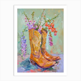 Cowboy Boots And Wildflowers Foxglove Art Print